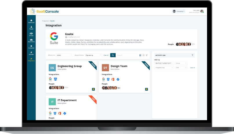 SaaSConsole Integration Dashboard Image